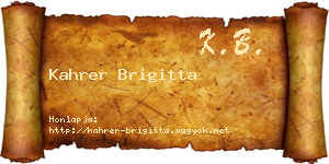 Kahrer Brigitta névjegykártya